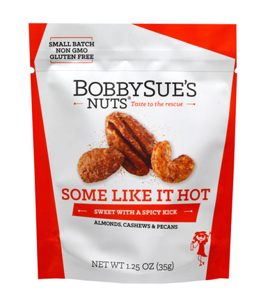 BobbySue's Nuts - Paquete de bocadillos de nueces calientes Some Like It